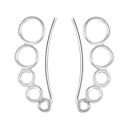 LÖB Damen Ohrklemme 925 Sterling Silber Kreise Bogen Ear Cuff Ohrringe Ohrstecker Ohrmanschette Ohr Kletterer Set Lang von Löb