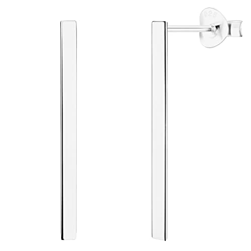 LÖB Damen Ohrringe 925 Silber Stecker mit Stab Linie Lang 25mm Ohrstecker Dünn Schlicht Modern Minimalistisch von Löb