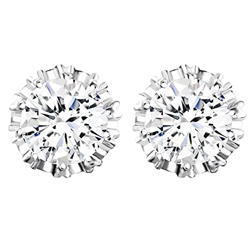 LÖB Damen Ohrstecker 925 Silber Krone mit einem Glitzer Zirkonia Stein in Diamant Form Ohrringe Stecker Silberohrringe rhodiniert Rund Klein Weiß von Löb