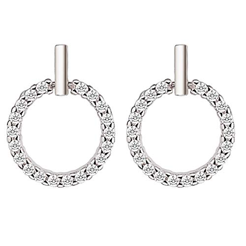 LÖB Damen Ohrstecker 925 Silber mit Cubic Zirkonia Steinen15mm Klein Rund Ohrringe Stab Kreis Ringe Offen LSIO125 von Löb