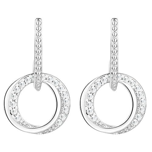 LÖB Damen Ohrstecker 925 Silber mit Zirkonia Kristall Strass Stein Ohrringe Hängend Stab Kreis Ring Offen Klein Rund Anhänger Modern Geometrisch von Löb
