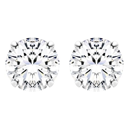 LÖB Damen Ohrstecker 925 Silber mit einem Zirkonia Strass Glitzer Stein Stecker Ohrringe Diamant Form Rund Klein Weiß 6mm | Geschenke für Frauen Sie Ehefrau Beste Freundin Mama Mutter von Löb