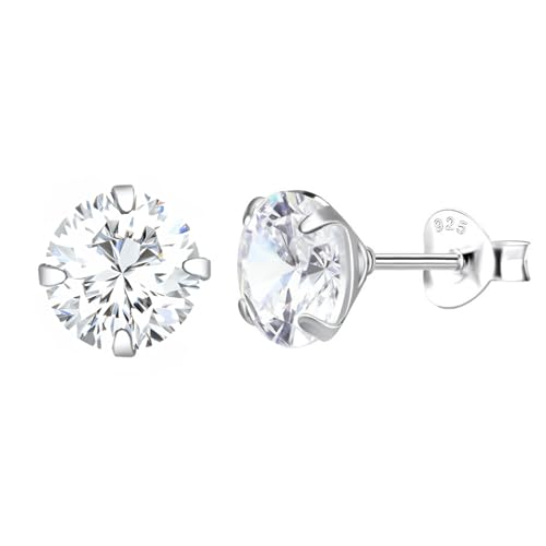 LÖB Damen Ohrstecker 925 Silber rhodiniert mit Zirkonia Strass Stein Stecker Ohrringe Diamant Form Rund Klein Weiß 3mm | Geschenke für Frauen Sie Ehefrau Freundin Mama Mutter von Löb