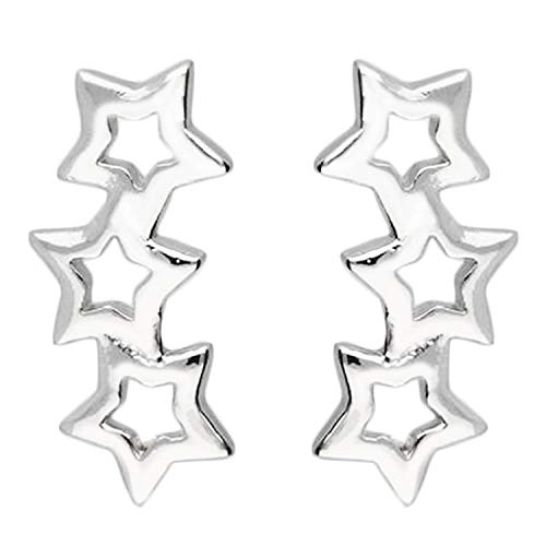 LÖB Damen Ohrstecker Ohrringe 925 Sterling Silber 3 Sternchen Sterne Reihe Ear Cuff Stecker Pins Minimalistisch Klein LSIO39 von Löb