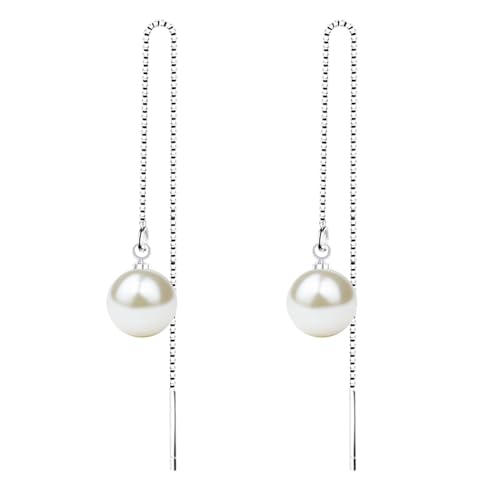 LÖB Durchzieher 925 Silber Perlen Anhänger, Damen Ohrringe Hängend Perlenohrringe Ketten zum Durchziehen Perlenanhänger Brautschmuck Braut Einfädler von Löb