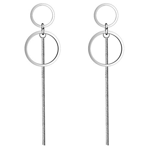 LÖB Ohrringe Hängend in 925 silber versilbert Kreis Offen Stab Ring Anhänger Modern Minimalistisch Damen Ohrstecker Brautschmuck Lang Schmal Dünn LÖB Ohrringe Hängend in 925 silber versilbert Kreis Offen Stab Ring Anhänger Modern Minimalistisch Damen Ohrstecker Brautschmuck Lang Schmal Dünn von Löb