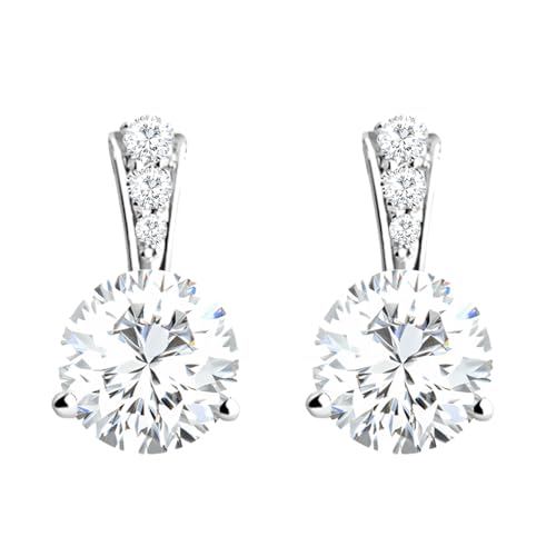 LÖB Ohrstecker 925 Silber Zirkonia Tropfen Weiß, Damen Ohrringe Hängend Glitzer Stein Diamantform Klein Stecker Tropfenform Brautschmuck Elegant von Löb