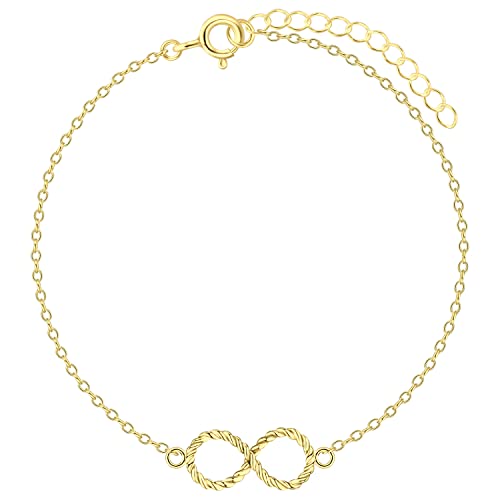 Löb Damen Armband 925 Silber Gold vergoldet Unendlichkeitszeichen Infinity gedreht Flach Schlicht Dünn Zart Schmal Freundschaft von Löb