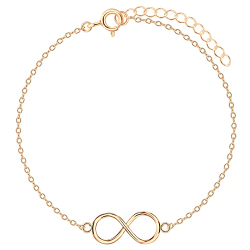 Löb Damen Armband 925 Silber Roségold vergoldet Unendlichkeitszeichen Infinity gedreht Flach Schlicht Dünn Zart Schmal Freundschaft von Löb