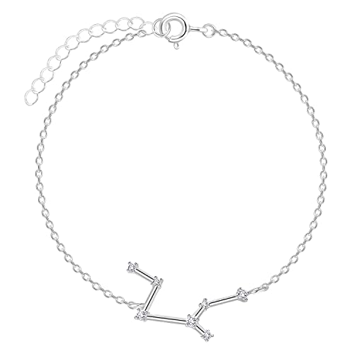 Löb Damen Armband 925 Silber Sternzeichen Jungfrau Stern Glitzer Zirkonia Stein Flach Schlicht Dünn Zart Schmal von Löb