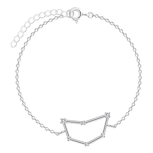 Löb Damen Armband 925 Silber Sternzeichen Steinbock Stern Glitzer Zirkonia Stein Flach Schlicht Dünn Zart Schmal von Löb