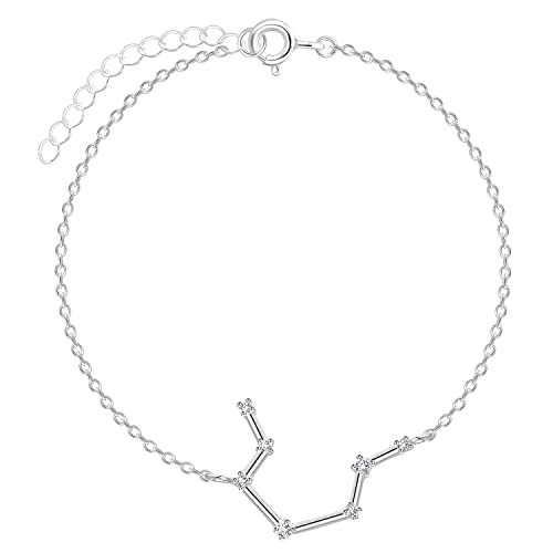 Löb Damen Armband 925 Silber Sternzeichen Wassermann Stern Glitzer Zirkonia Stein Flach Schlicht Dünn Zart Schmal von Löb