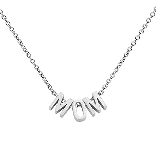 Löb Damen Halskette Kette mit MOM Buchstaben Anhänger für die Beste Mutter Mama oder Oma Edelstahl Vergoldet Silber von Löb