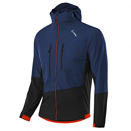 LÖFFLER M Hooded Tech Jacket Pace AS Blau, Herren Softshelljacke, Größe 52 - Farbe Deep Water - Sunset von Löffler