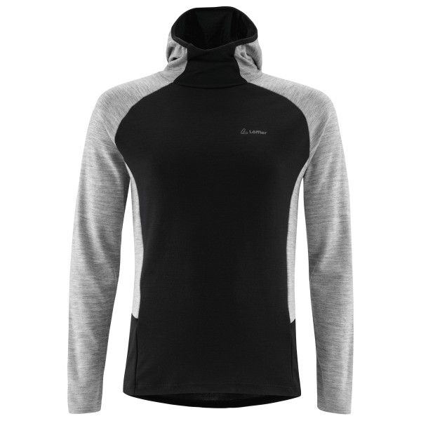 Löffler - Hoody Transtex Merino - Merinolongsleeve Gr 56 schwarz/grau von Löffler