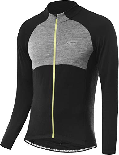 Löffler Pace Wool Langarm Fahrradtrikot Herren schwarz/grau Größe EU 50 | M 2021 Radtrikot langärmlig von Löffler