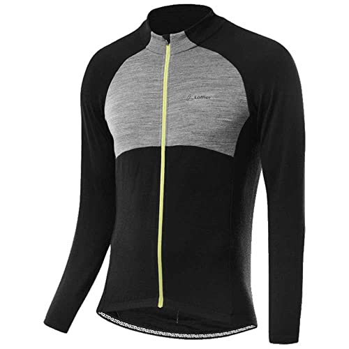Löffler Pace Wool Langarm Fahrradtrikot Herren schwarz/grau Größe EU 50 | M 2021 Radtrikot langärmlig von Löffler