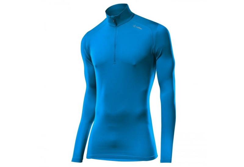 Löffler Rollkragenpullover Herren Basic Thermo-Velours Langarmshirt blau von Löffler