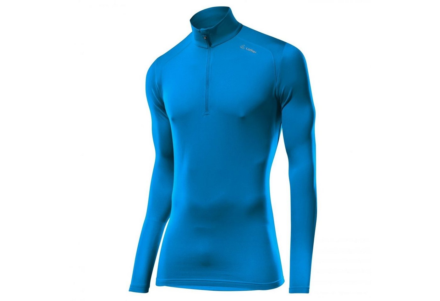 Löffler Rollkragenpullover Herren Basic Thermo-Velours Langarmshirt blau von Löffler