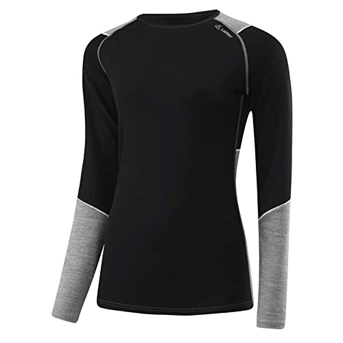 Löffler Unterhemden Damen Unterhemd W Shirt L/S TRANSTEX Merino Black/Grey Melange 42 von Löffler