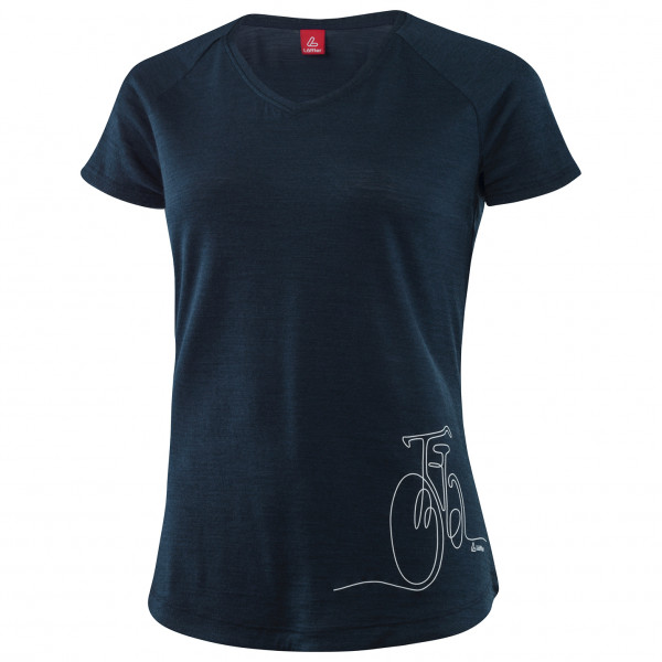 Löffler - Women's Printshirt Bicycle Merino-Tencel - Merinoshirt Gr 36;38;40;42;44;46 blau;rosa von Löffler