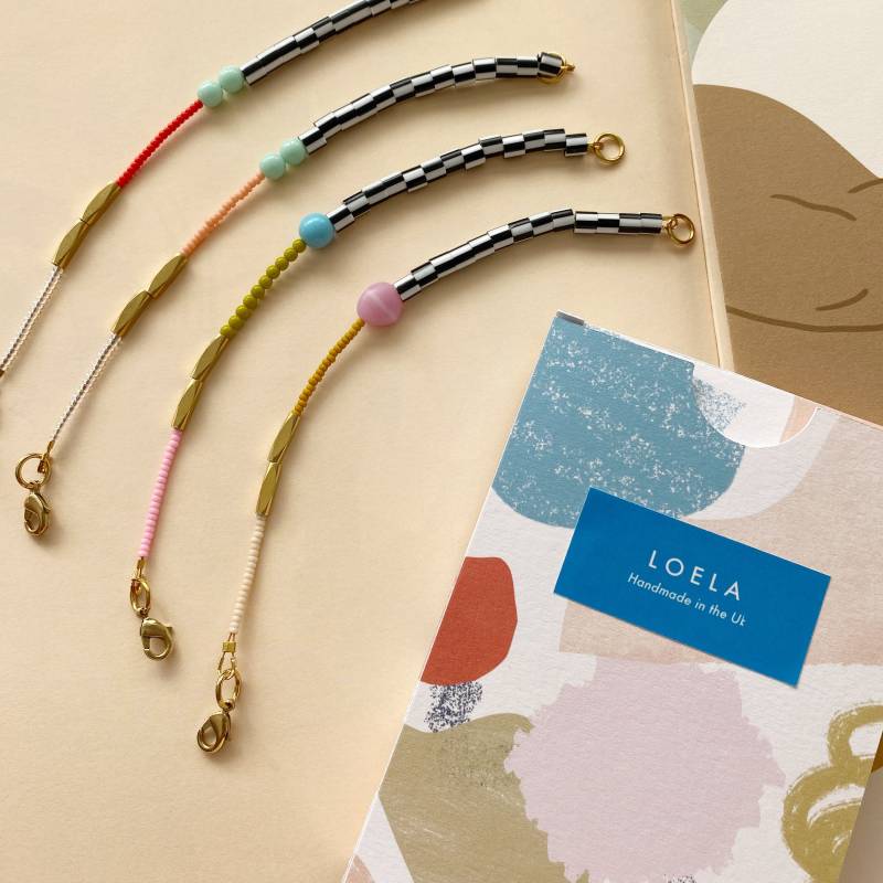 Bunt Perlen Dot Armband - Senf Und Sand Bunt Perlen Dot Armband - Senf Und Sand von LoelaLoela