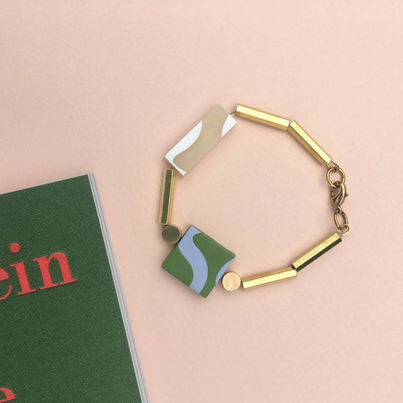 Formen Armband - Olive & Flieder, Buntes Statement Perlenarmband Formen Armband - Olive & Flieder, Buntes Statement Perlenarmband von LoelaLoela