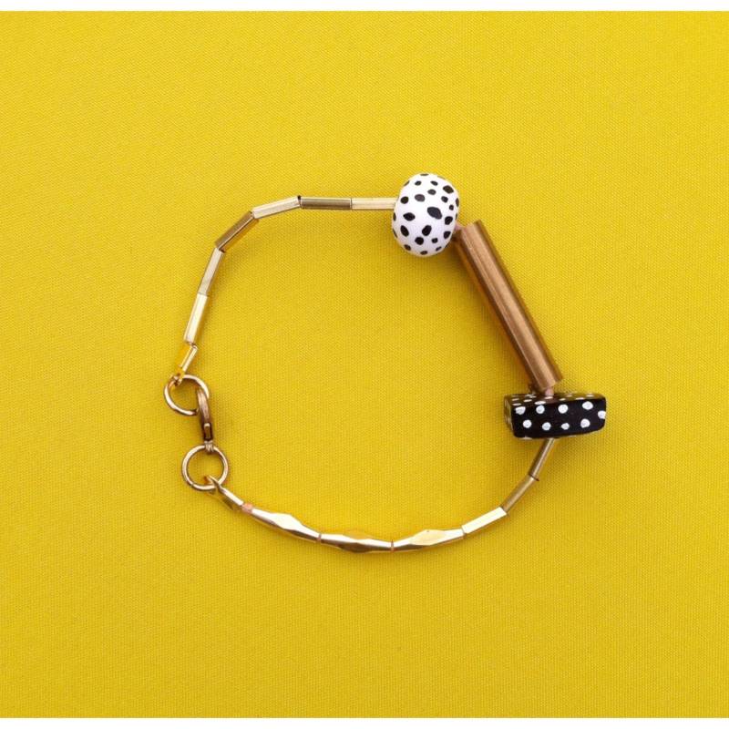 Schwarz Und Weiß Dot Armband, Statement Perlen Armband Schwarz Und Weiß Dot Armband, Statement Perlen Armband von LoelaLoela