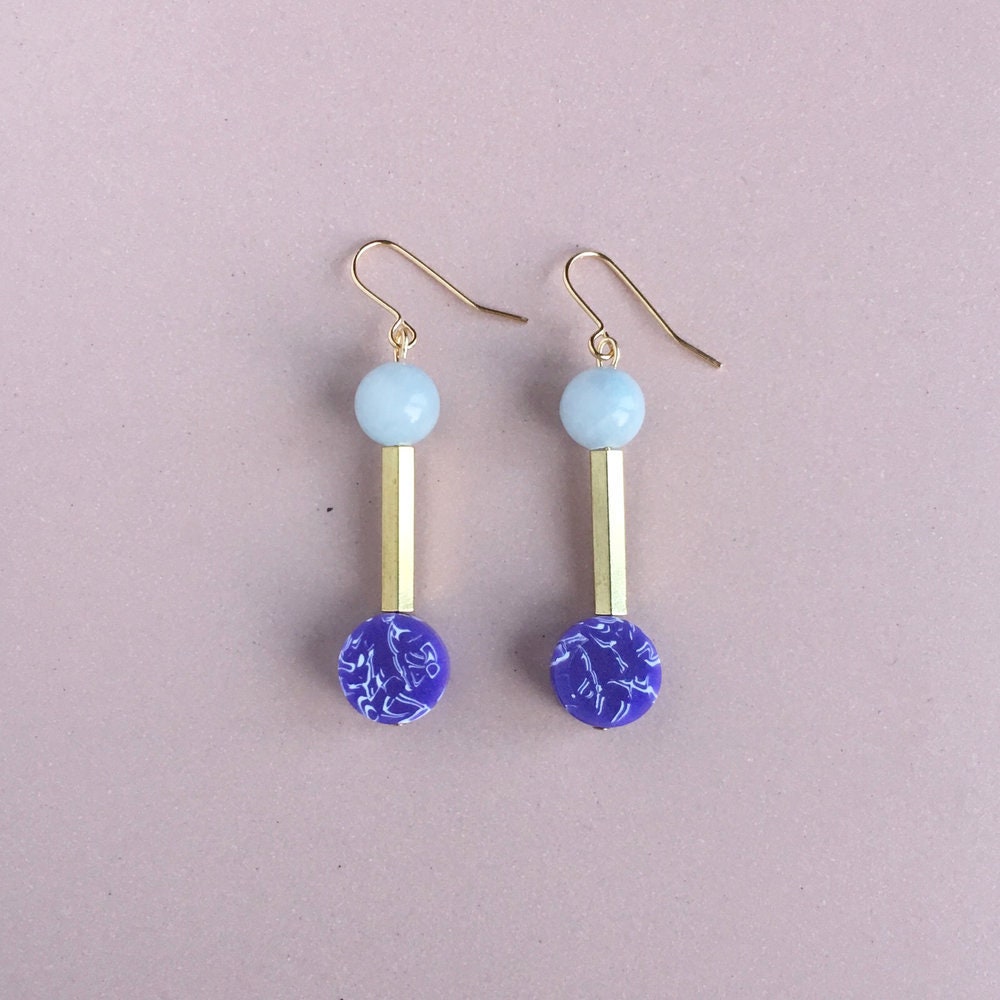 Tropfen Ohrringe - Jade Und Lila Tropfen Ohrringe - Jade Und Lila von LoelaLoela