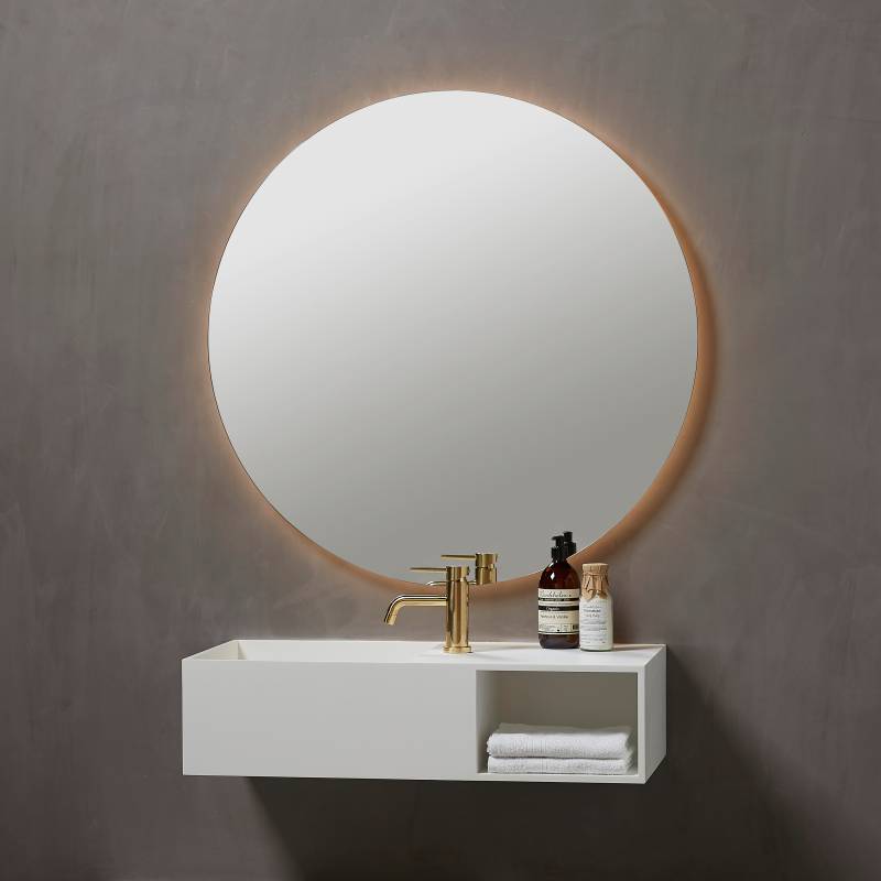 Loevschall Badspiegel "Herning Rund, Spiegel mit Hintergrundbeleuchtung" Badezimmerspiegel mit LED Beleuchtung von Loevschall