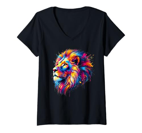 Damen Löwenkopf | Cooles Löwenmotiv mit Löwenkopf | Zoo Löwe T-Shirt mit V-Ausschnitt Damen Löwenkopf | Cooles Löwenmotiv mit Löwenkopf | Zoo Löwe T-Shirt mit V-Ausschnitt von Löwe Designer Designs