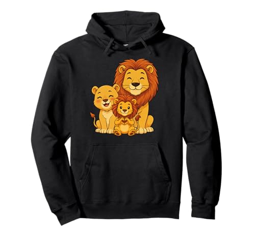 Löwe mit Herz und Familie | Süßer Löwe mit Löwen Mama & Papa Pullover Hoodie von Löwe Designer Designs