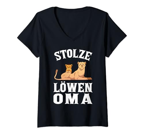 Damen stolze Löwen Oma Oma T-Shirt mit V-Ausschnitt Damen stolze Löwen Oma Oma T-Shirt mit V-Ausschnitt von Löwe & Familie Geschenke