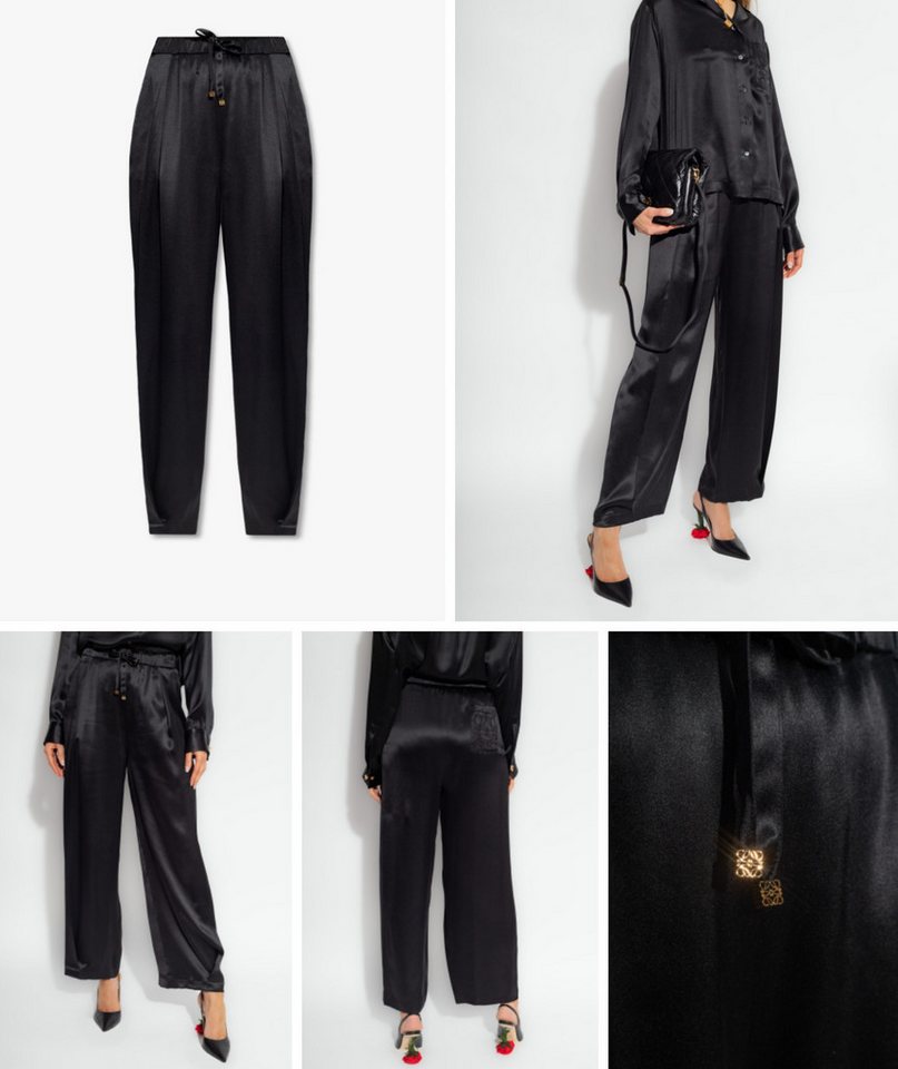 Loewe Jogginghose LOEWE BLACK SILK TROUSERS Jogging-Hose Jogger Lounge Seiden Hose Silk- von Loewe