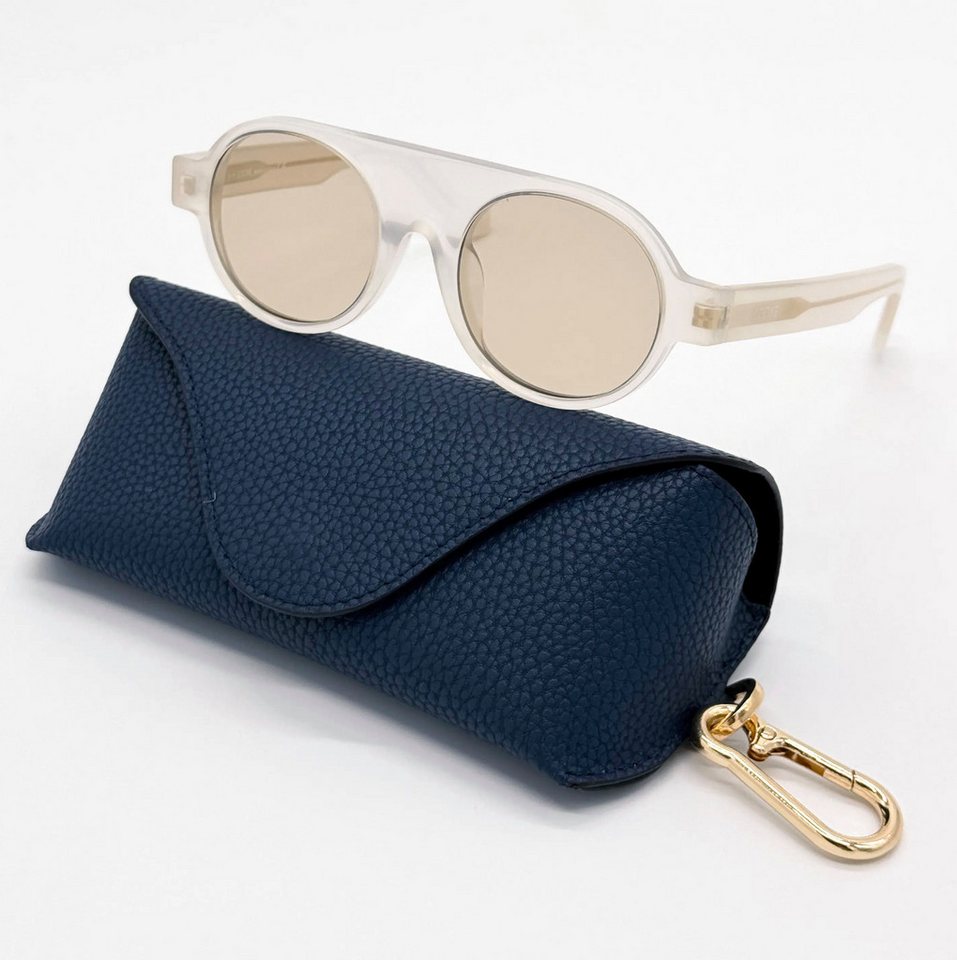 Loewe Sonnenbrille Rundes Aviator-Design Handgefertigt in Italien Goldfarbene Akzente an Scharnieren und Bügelenden von Loewe