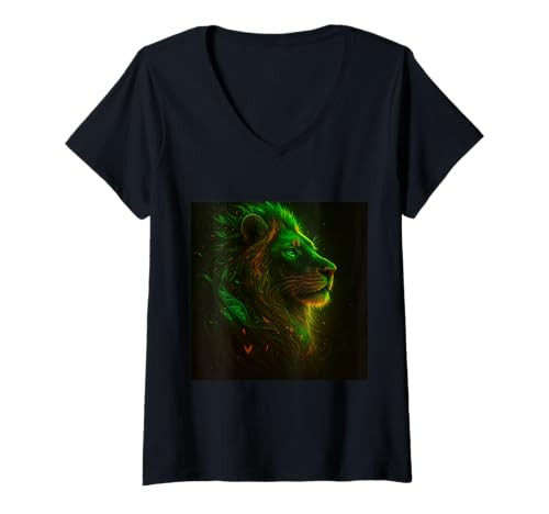 Damen Löwen Shirt Sternzeichen Löwe Geschenk Herren & Damen Löwe T-Shirt mit V-Ausschnitt von Löwen Shop für Herren & Damen