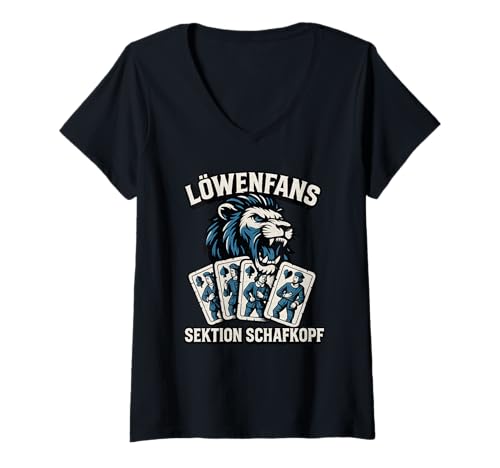 Damen Löwenfans - Sektion Schafkopf T-Shirt mit V-Ausschnitt Damen Löwenfans - Sektion Schafkopf T-Shirt mit V-Ausschnitt von Löwenfashion