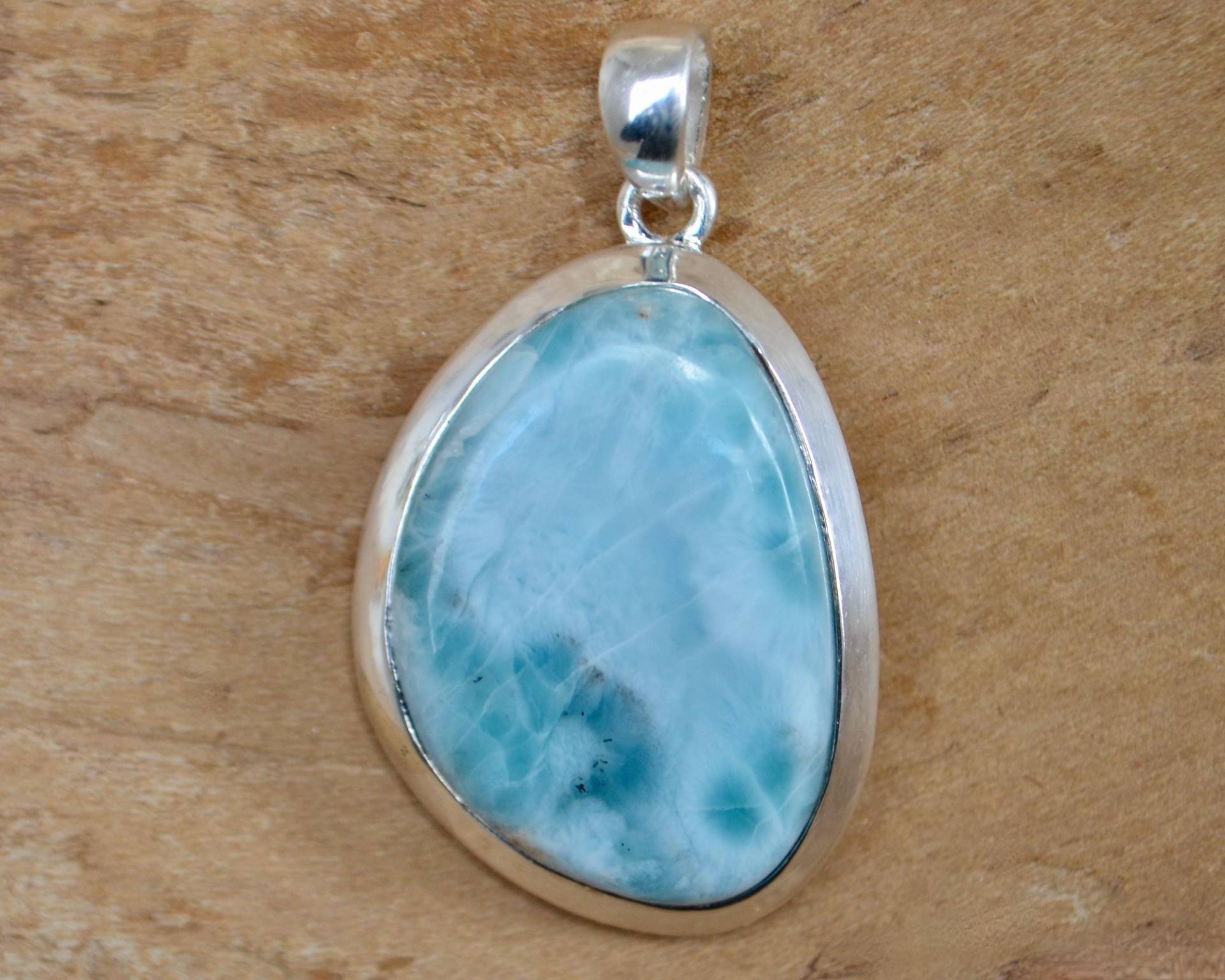 Anhänger Larimar, Silber, Hellblauer Edelstein, Ovaler von Loewenherzschmuck