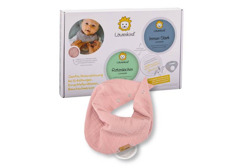 Löwenkind Lätzchen Einsteigerbox mit Halstuch "Medi" Grau, Rotznäschen und Immun-Stark, (Einsteiger-Set, 3-St), Sanfte Unterstützung aus der Natur von Löwenkind