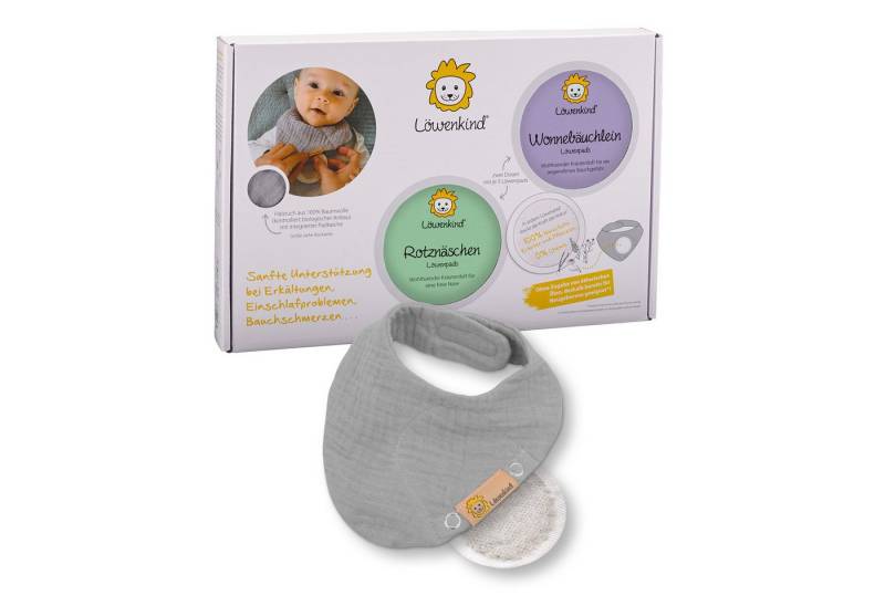Löwenkind Neugeborenen-Geschenkset Einsteigerbox mit Halstuch Grau, Wonnebäuchlein und Rotznäschen (Einsteiger-Set) Einfache Anwendung - Schnelle Wirkung von Löwenkind