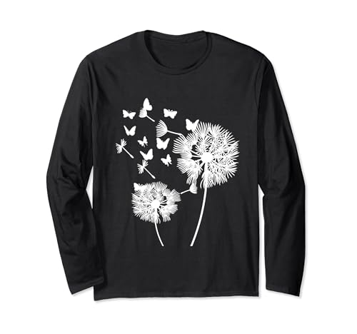 Pusteblume Schmetterling Blumenmotiv Geschenk Damen Langarmshirt Pusteblume Schmetterling Blumenmotiv Geschenk Damen Langarmshirt von Löwenzahn und Pusteblumen mit Schmetterlingen