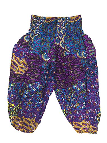 Lofbaz Baby Boho Hippie Pfauendruck Ballonhose Aladdin Boho Violett Größe 18M von Lofbaz
