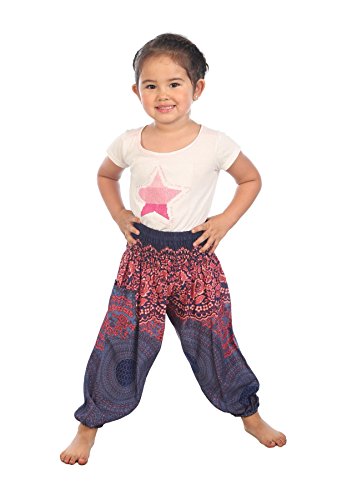 Lofbaz Baby Boho Hippie Rosenmuster Ballonhose Aladdin Boho Dunkelblau Größe 12M von Lofbaz