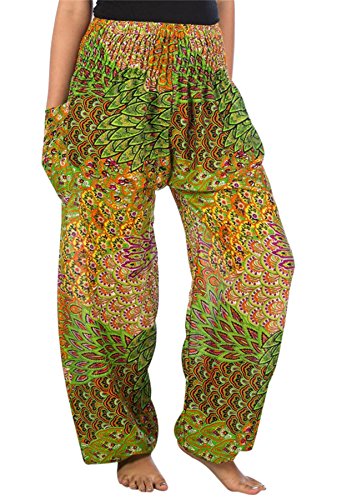 Lofbaz Damen Boho Haremshose Festival Outfit Sommerhose Leicht Yogahose Pumphose Hippie Hose Kleidung Sommer Hosen - Peacock 3 Light Grün 3XL Große Größen Lofbaz Damen Boho Haremshose Festival Outfit Sommerhose Leicht Yogahose Pumphose Hippie Hose Kleidung Sommer Hosen - Peacock 3 Light Grün 3XL Große Größen von Lofbaz