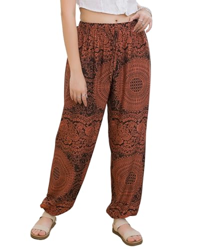 Lofbaz Damen Haremshose Yoga Hose Boho Sommer Fließende Kleidung Hohe Taille Jogger Lounge Strand Weite Casual Bohemian Outfits Rosenblume 4 Orange OS Lofbaz Damen Haremshose Yoga Hose Boho Sommer Fließende Kleidung Hohe Taille Jogger Lounge Strand Weite Casual Bohemian Outfits Rosenblume 4 Orange OS von Lofbaz
