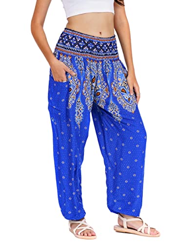 Lofbaz Damen Haremshose Yogahose Pumphose Hippie Hose Boho Kleidung Festival Outfit Sommerhose Leicht Sommer Hosen - Floral 3 Blau 3XL Große Größen Lofbaz Damen Haremshose Yogahose Pumphose Hippie Hose Boho Kleidung Festival Outfit Sommerhose Leicht Sommer Hosen - Floral 3 Blau 3XL Große Größen von Lofbaz