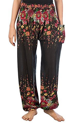 Lofbaz Damen Boho Haremshose Festival Outfit Sommerhose Leicht Yogahose Pumphose Hippie Hose Kleidung Sommer Hosen - Floral 2 Schwarz XXL Große Größen Lofbaz Damen Boho Haremshose Festival Outfit Sommerhose Leicht Yogahose Pumphose Hippie Hose Kleidung Sommer Hosen - Floral 2 Schwarz XXL Große Größen von Lofbaz