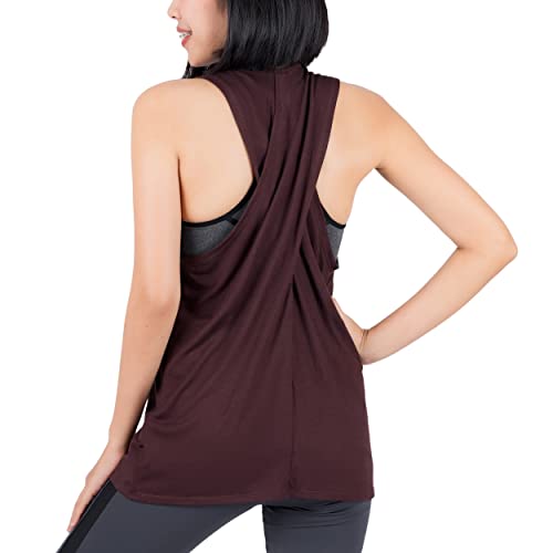 Lofbaz Damen Junior Schlank Fit Sommer Yoga Muskelshirt Ärmellos Weste Camisole Simpel Dehnbar Locker Racerback Shirt Kaffee 3XL von Lofbaz