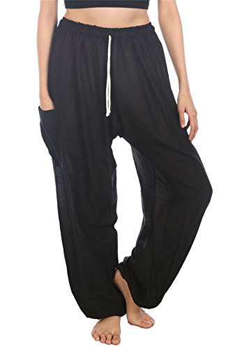 Lofbaz Damen Kordelzug Harem Solide Bohemien Hippie Rayon Hose Schwarz 2XL Lofbaz Damen Kordelzug Harem Solide Bohemien Hippie Rayon Hose Schwarz 2XL von Lofbaz