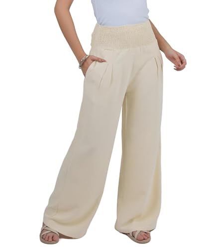 Lofbaz Damen Leinen Palazzo Weite Beinhose Luftig Lounge Freizeit Hohe Taille Sommer Strand Boho Lange Hose mit Taschen Helles Khaki M Lofbaz Damen Leinen Palazzo Weite Beinhose Luftig Lounge Freizeit Hohe Taille Sommer Strand Boho Lange Hose mit Taschen Helles Khaki M von Lofbaz